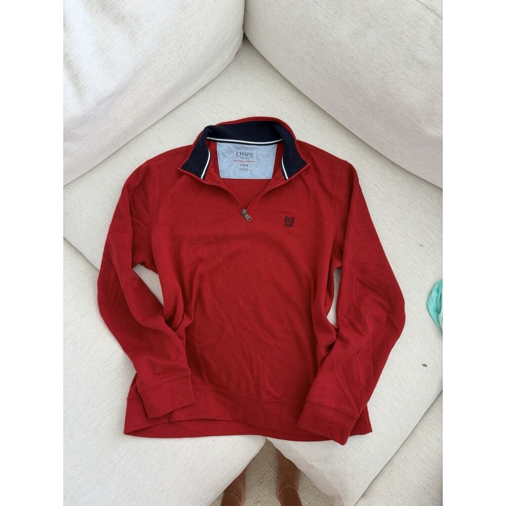 Red collared sweater Chaps size Large quarter zip